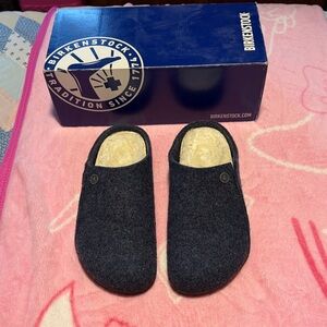 Birkenstock Charcoal Wool Slip-Ons